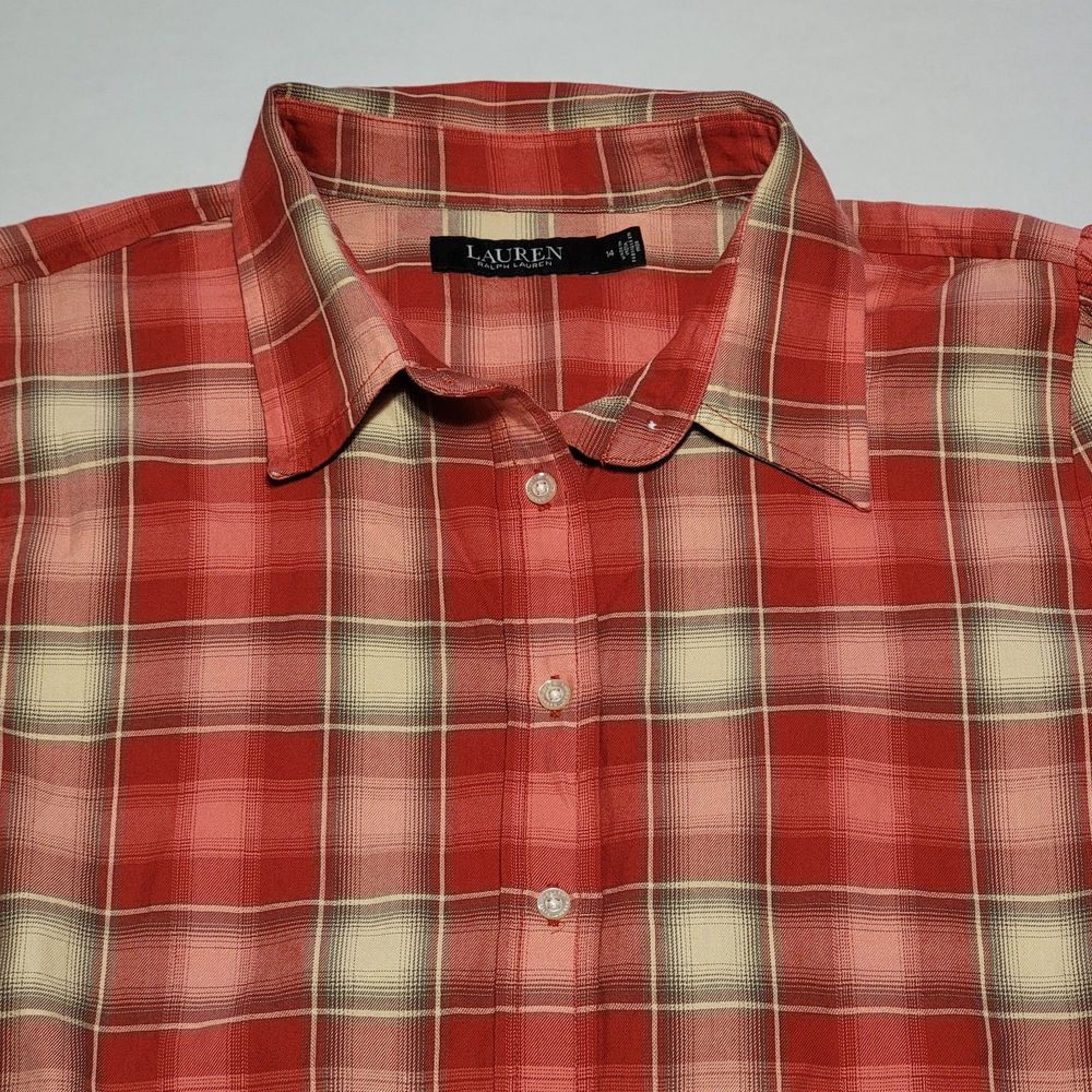 Lauren Ralph Lauren Red Plaid Full Button LS - Size 14